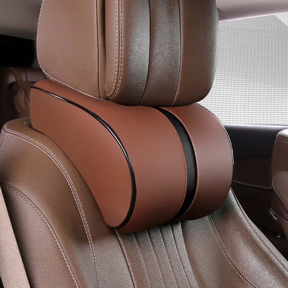 PU Leather Car Headrest Breathable Head Neck Pillow
