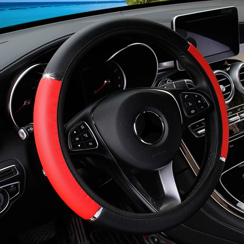 Car Steering Wheel Cover PU Leather Flash Bar