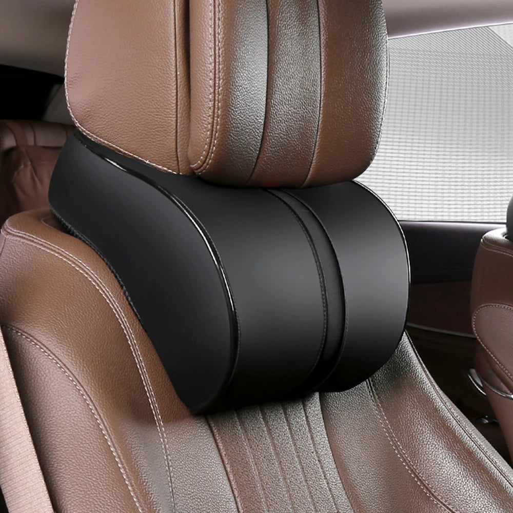 PU Leather Car Headrest Breathable Head Neck Pillow