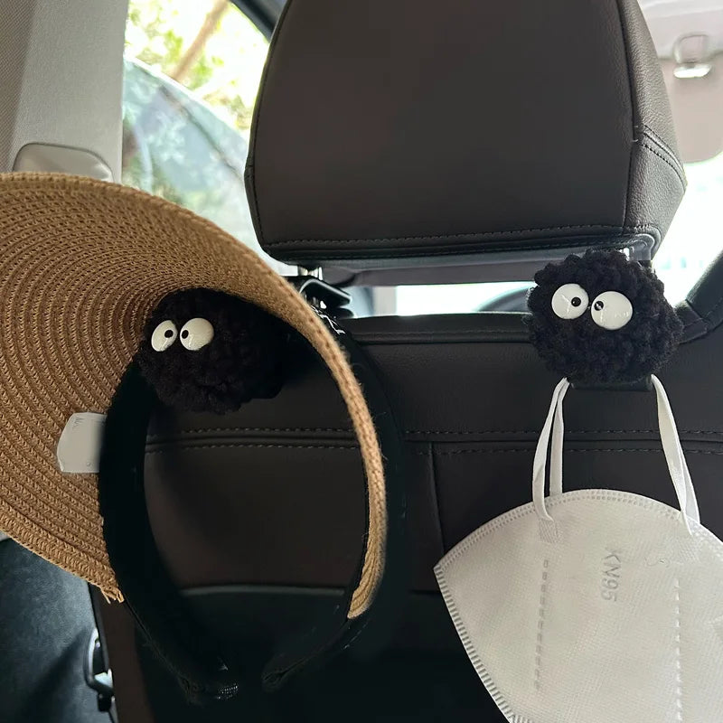 2Pcs Cute Cartoon Bear Car Seat Back Hooks Storage