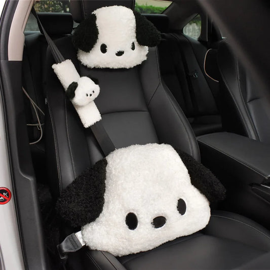 Cute Plush Dog Car Headrest Neck Pillow