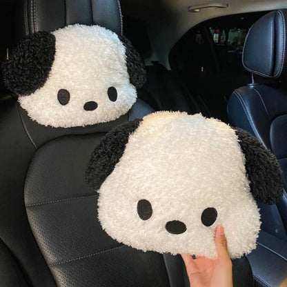 Cute Plush Dog Car Headrest Neck Pillow