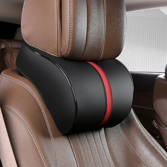 PU Leather Car Headrest Breathable Head Neck Pillow